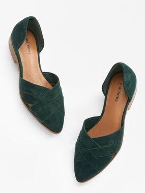 Maurices Dark Green Suede D'Orsay Flats